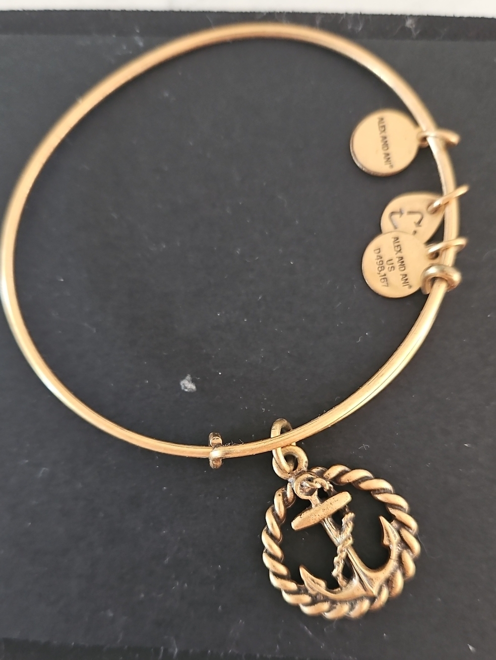Alex and Ani Gold Anchor Rope Charm Bangle